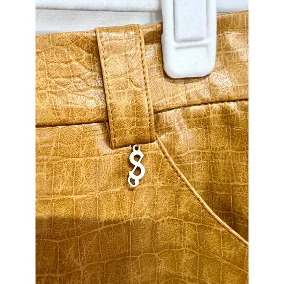 NWT Song of Style Marlon Croc-Embossed Faux Leather Midi Skirt Russet Brown XXS - Picture 4 of 7